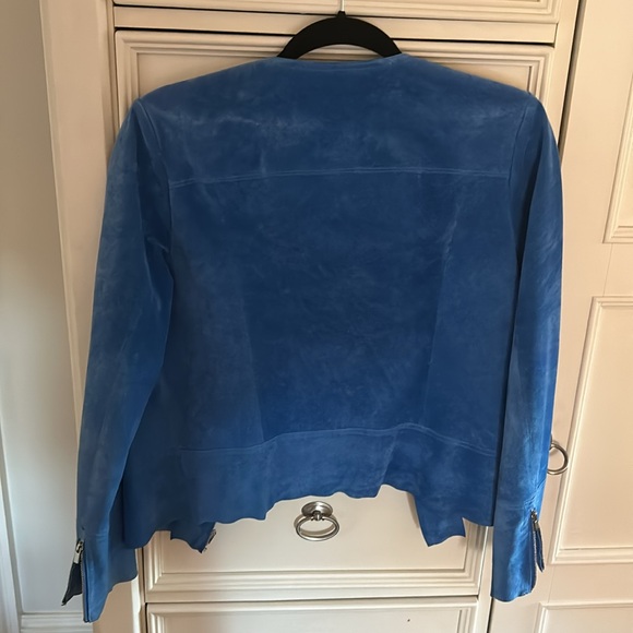 Light Blue genuine leather suede jacket - Picture 5 of 6